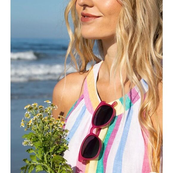 C&C California Linen Rainbow Stripe Halter Shift Dress-NWOT - Picture 12 of 13